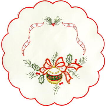 GLOBIZ Față de masă brodată rotundă – 29 cm – 3 modele