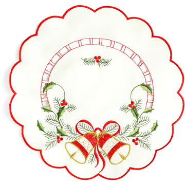 GLOBIZ Față de masă brodată rotundă – 29 cm – 3 modele