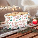 GLOBIZ Coș decorativ din metal – model căsuță din turtă dulce – 19 x 11,5 x 9,5 cm