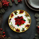 GLOBIZ Tavă decorativă din plastic – model floare de poinsettia – 22 cm
