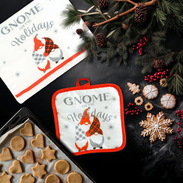 GLOBIZ Set textil de bucătărie – prosop și suport pentru vase – model spiriduș