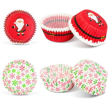 GLOBIZ Set hârtii pentru brioșe de Crăciun – model Moș Crăciun / fulg de zăpadă – 40 bucăți / set