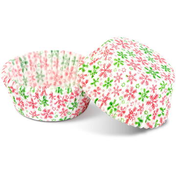 GLOBIZ Set hârtii pentru brioșe de Crăciun – model Moș Crăciun / fulg de zăpadă – 40 bucăți / set