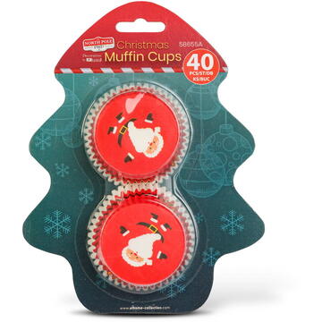 GLOBIZ Set hârtii pentru brioșe de Crăciun – model Moș Crăciun / fulg de zăpadă – 40 bucăți / set