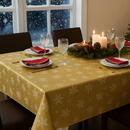 GLOBIZ Față de masă decorativă – 140 x 240 cm – 100% poliester – model fulg de nea, culoare aurie