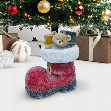 GLOBIZ Suport Brad Crăciun - Cizmă - Piatră - 35,5 x 22,4 x 45,5 cm