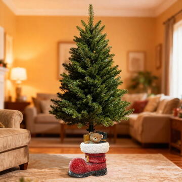 GLOBIZ Suport Brad Crăciun - Cizmă - Piatră - 35,5 x 22,4 x 45,5 cm