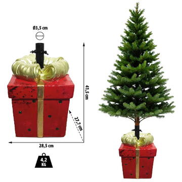 GLOBIZ Suport Brad Crăciun - Pachet Cadou - Piatră - 28,5 x 27,7 x 41,5 cm