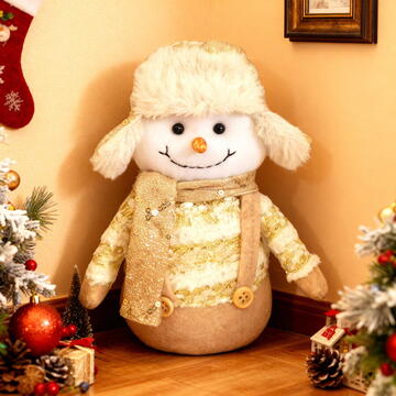 GLOBIZ Decorațiune Crăciun - Om de Zăpadă Textil - 20 cm