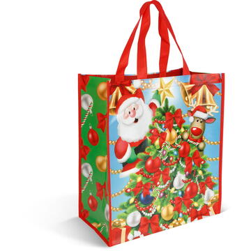 GLOBIZ Pungă decorativă pentru cadouri – 35 x 39 x 18 cm – 2 modele – material textil nețesut