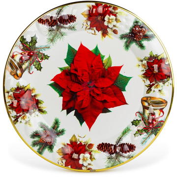 GLOBIZ Tavă decorativă din plastic – model floare de poinsettia – 37,5 cm