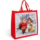 GLOBIZ Geantă cadou decorativă – model roșu cu Moș – 45 x 44 x 19 cm
