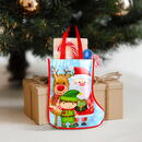 GLOBIZ Cizmă decorativă tip geantă cadou – albastră, cu Moș și ren – 33 cm