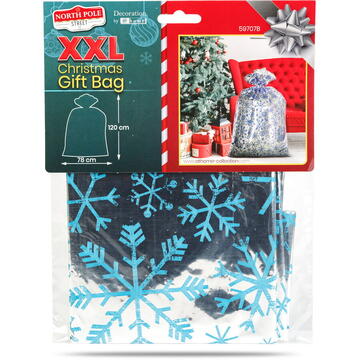 GLOBIZ Pungă cadou extra mare din folie – model fulgi de gheață – 78 x 120 cm