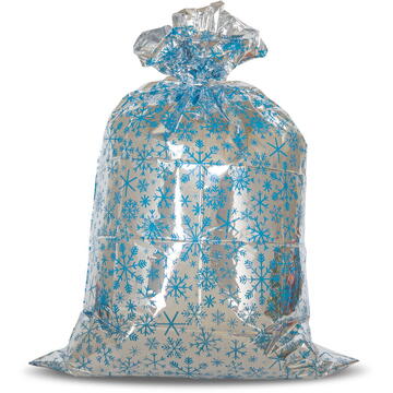 GLOBIZ Pungă cadou extra mare din folie – model fulgi de gheață – 78 x 120 cm