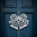 GLOBIZ Decorațiune tip fundă – suspendabilă – argintie – 35 cm