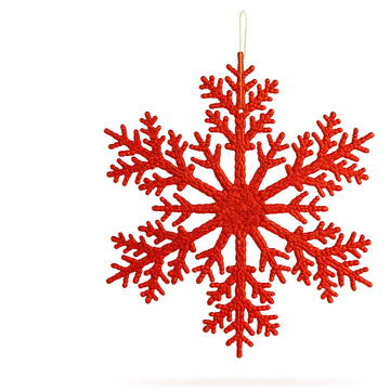 GLOBIZ Decorațiune tip fulg de gheață – glitter roșu – suspendabilă – 31 cm