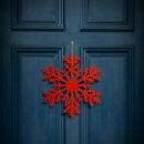 GLOBIZ Decorațiune tip fulg de gheață – glitter roșu – suspendabilă – 31 cm