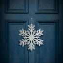 GLOBIZ Decorațiune tip fulg de gheață – glitter argintiu – suspendabilă – 31 cm