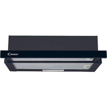 Hota Candy CBT60RBG, 402 mc/h, 2 Viteze, LED, 60 cm, Sticla neagra