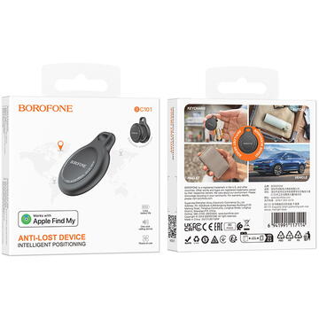 Tracker, Bluetooth, Find My Compatibil, 230mAh - Borofone Exquisite (BC101) - Midnight Black