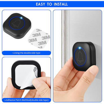 Sonerie, Wireless, Waterproof, 38 Tonuri, 4 Niveluri de Volum, 5 Moduri Muzica/Flash - Techsuit Buzzzly (SU1) - Black