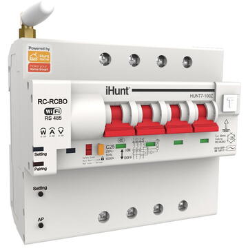 iHunt Home WIFI Smart Metering Leakage Circuit Breaker 4P 16A - Siguranta automata inteligenta cu contorizare