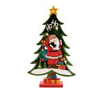 Somogyi Decor de masa din lemn si LED, brad verde, Mos rosu, 7 LED-uri