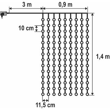 Somogyi Perdea luminoasă LED DOT, 0,9 x 1,4 m, alb cald