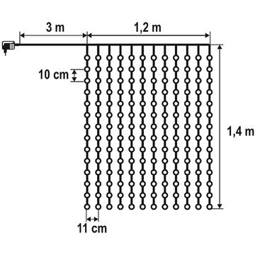 Somogyi Perdea luminoasă LED DOT, 1,2 x 1,4 m, alb cald