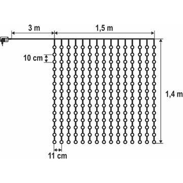 Somogyi Perdea luminoasă LED DOT, 1,5 x 1,4 m, alb rece