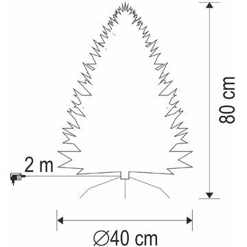 Somogyi Brad artificial din fibră optică, cu LED-uri care schimbă culoarea, 80 cm