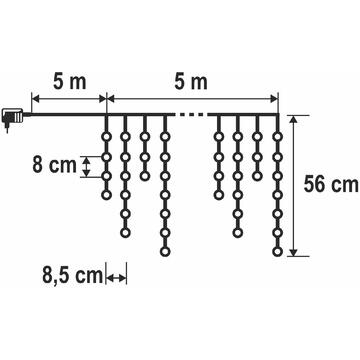 Somogyi Perdea luminoasă LED cu sloi de gheață strălucitor, pentru exterior, 300 LED-uri DOT (alb rece intermitent între alb cald)