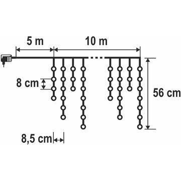 Somogyi Perdea luminoasă LED cu sloi degheață strălucitoare, pt exterior, 600 LED-uri DOT (alb rece intermitent între alb cald)