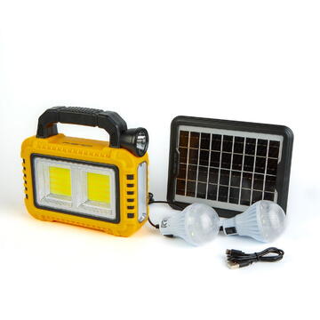 Phenom Lampă multifuncțională de mână cu panou solar, USB-C, 6 moduri de iluminare, 8 LED-uri, 3600 mAh