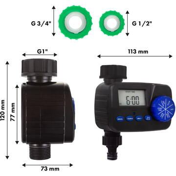 Releu inteligent Controler electronic de udare GreenBlue, programator, sursă de alimentare 2x1.5V AA, GB390