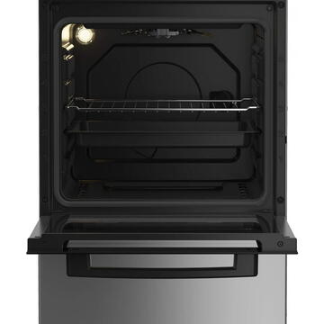 Aragaz Arctic AGG5611DTTLXN, Gaz, 4 arzatoare, Aprindere electrica plita/cuptor, Safety Plus, Grill, Rotisor, Timer, Arzatoare cu eficienta ridicata, 50 cm, Inox