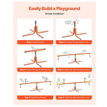 VivaTechnix Balansoar pentru copii, 2 locuri, Otel, Rotatie 360 grade, Capacitate max. 90 kg