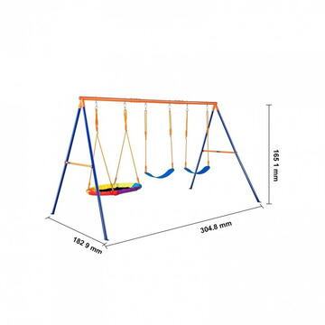 VivaTechnix Leagan pentru copii, 3 in 1, cadru otel A, max 272 kg, demontabil, 1651H x 3048 x 1829 mm