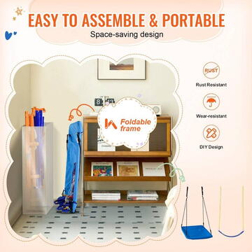 VivaTechnix Leagan pentru copii, 6 in 1, scara, cos baschet, cadru otel A, max 200 kg, demontabil, 2040 x 4200 x 1780 mm