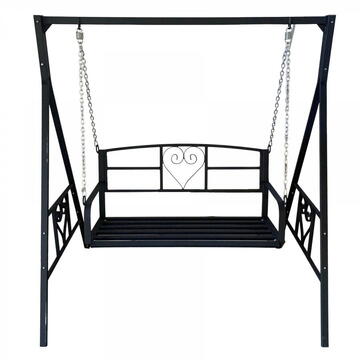 Leagan pentru gradina Vivatechnix VMD-1051, Negru, 168x118x180cm, 2 locuri, Metalic, cu cadru de fixare