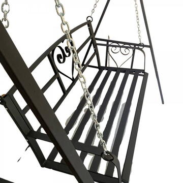 Leagan pentru gradina Vivatechnix VMD-1051, Negru, 168x118x180cm, 2 locuri, Metalic, cu cadru de fixare