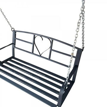 Leagan metalic cu lant pentru gradina Vivatechnix VMD-1050, Negru, 120x55x52cm, 2 locuri