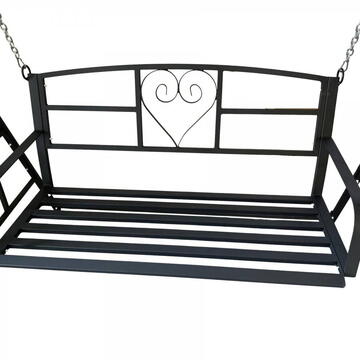 Leagan metalic cu lant pentru gradina Vivatechnix VMD-1050, Negru, 120x55x52cm, 2 locuri