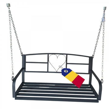 Leagan metalic cu lant pentru gradina Vivatechnix VMD-1050, Negru, 120x55x52cm, 2 locuri