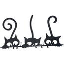 VivaTechnix Suport chei cu 5 agatatori, Krodesign Three Cats KRO-1129, 60x30 cm, Negru