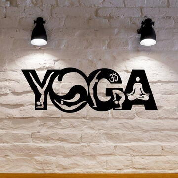 VivaTechnix Decoratiune metalica de perete Krodesign YOGA KRO-1121, dimensiune 80 cm, negru, grosime 1.5 mm