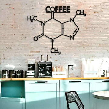 VivaTechnix Decoratiune metalica de perete Krodesign Coffee KRO-1119, dimensiune 60 cm, negru, grosime 1.5 mm