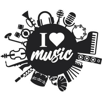 VivaTechnix Decoratiune metalica de perete Krodesign I Love Music KRO-1117, lungime 60 cm, negru, grosime 1.5 mm