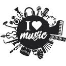 VivaTechnix Decoratiune metalica de perete Krodesign I Love Music KRO-1117, lungime 60 cm, negru, grosime 1.5 mm